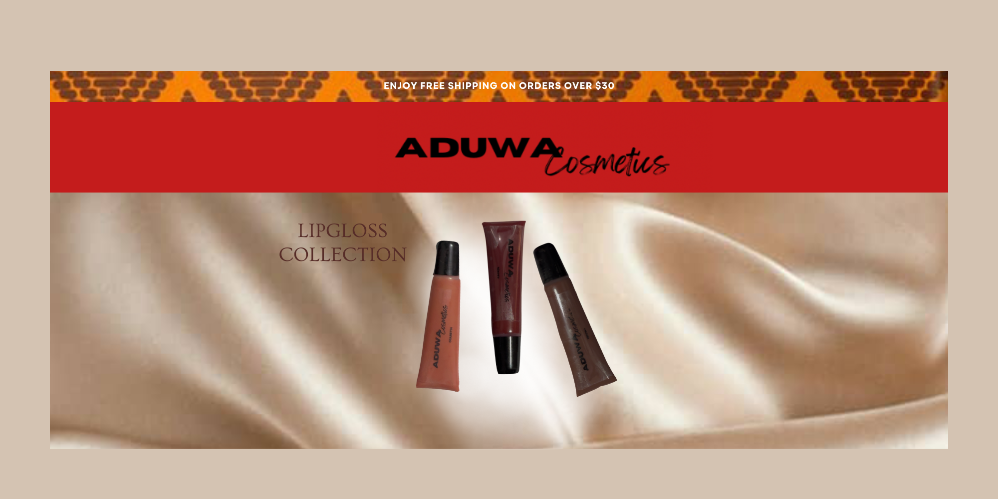 Aduwa Cosmetics luxury African-inspired beauty brand featuring nude lip glosses for melanin-rich skin tones